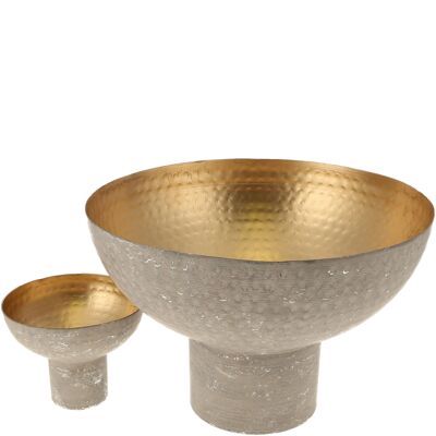Bol en métal Ramon, lot de 2, D28/12cm, gris-argent