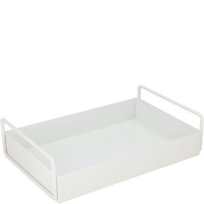 Bandeja de metal Erik, L30cm, W20cm, H8cm, blanco