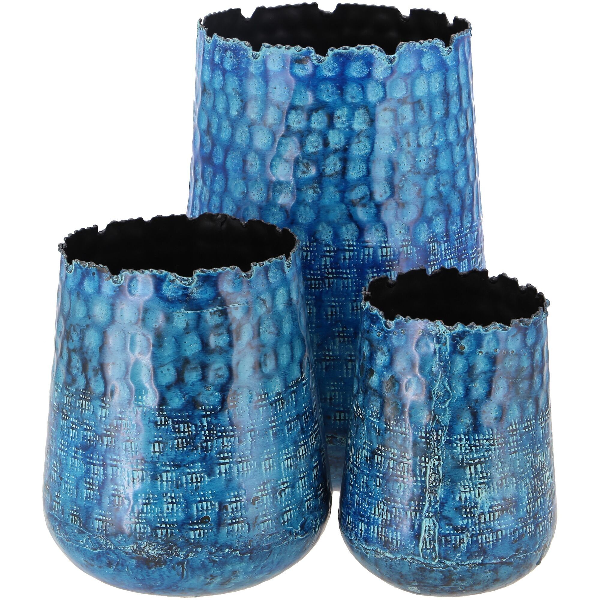 Lanterna in metallo Viano, set da 3, H23/15/14 cm, blu