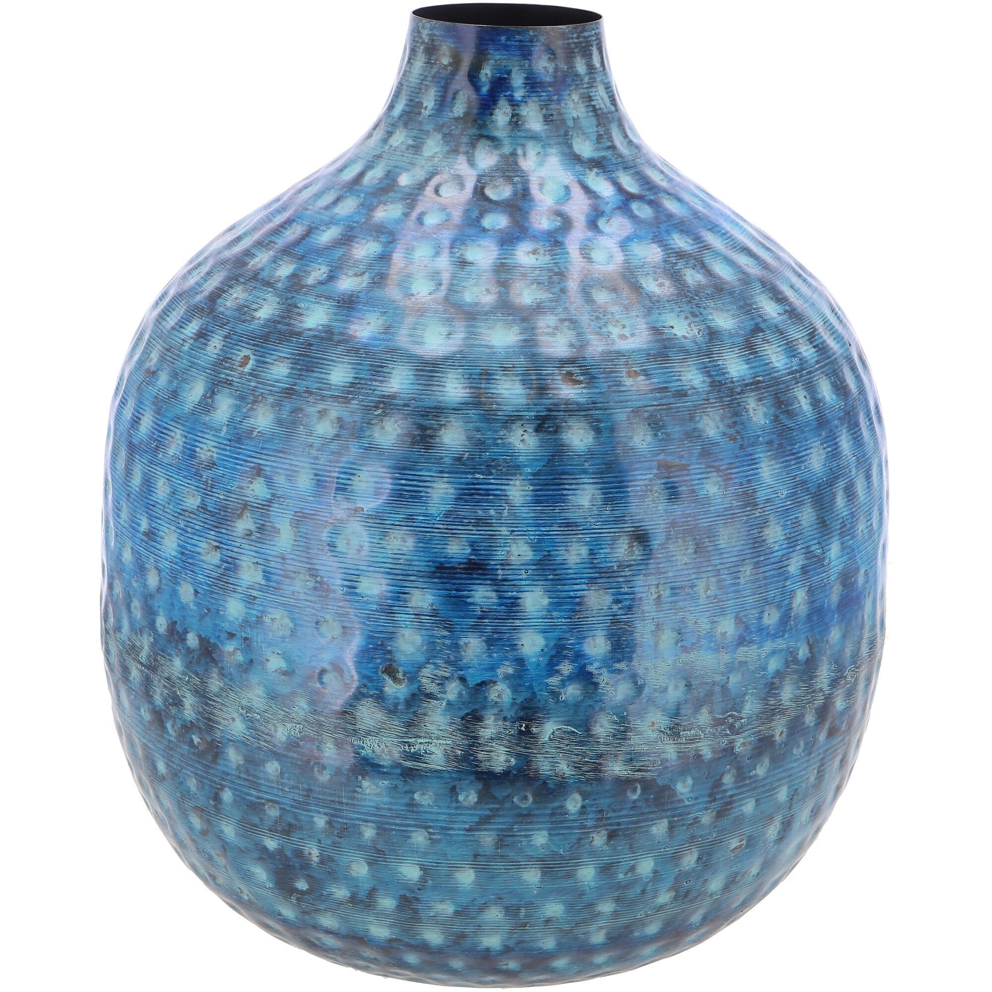 Metall Vase Viano, D29cm, H33cm, Öffnung: 6,5cm, blau