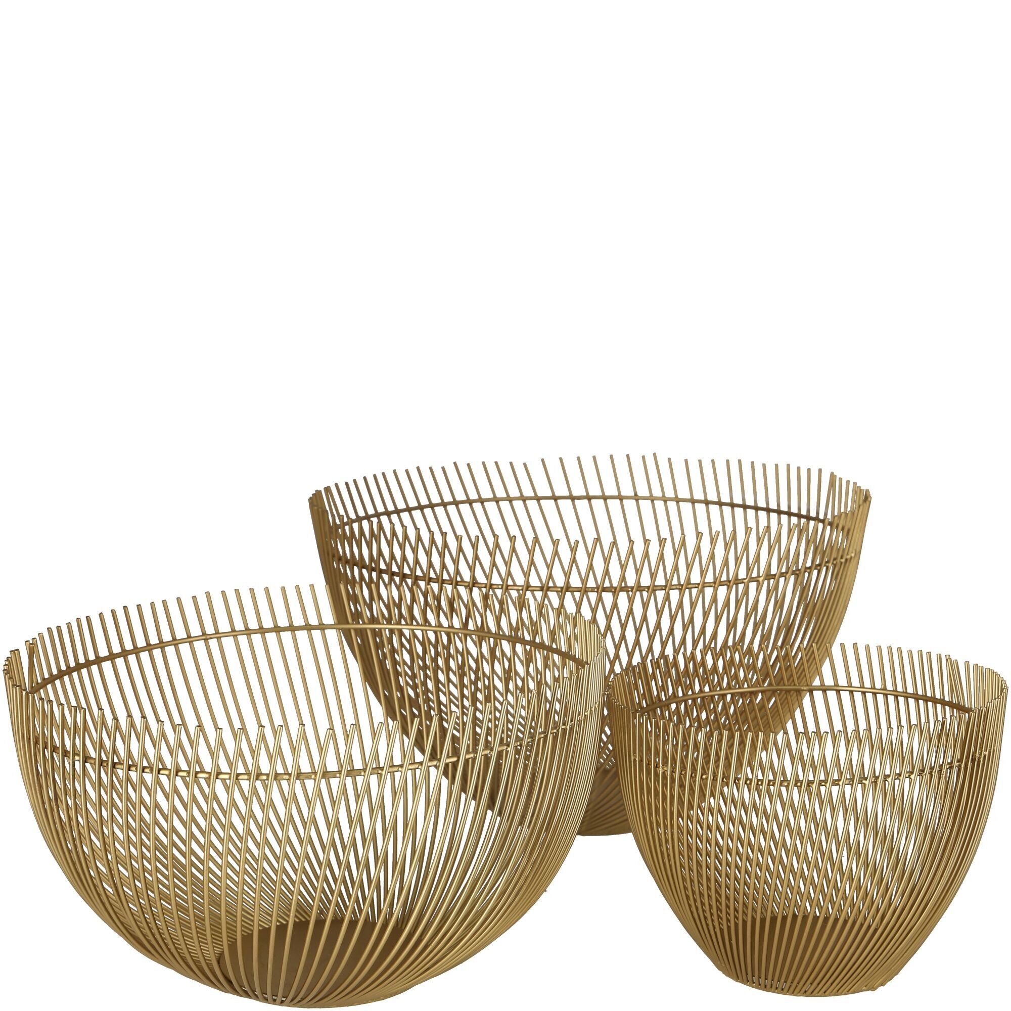 Ciotola in metallo Bilge, set di 3, D36/31/20 cm, oro