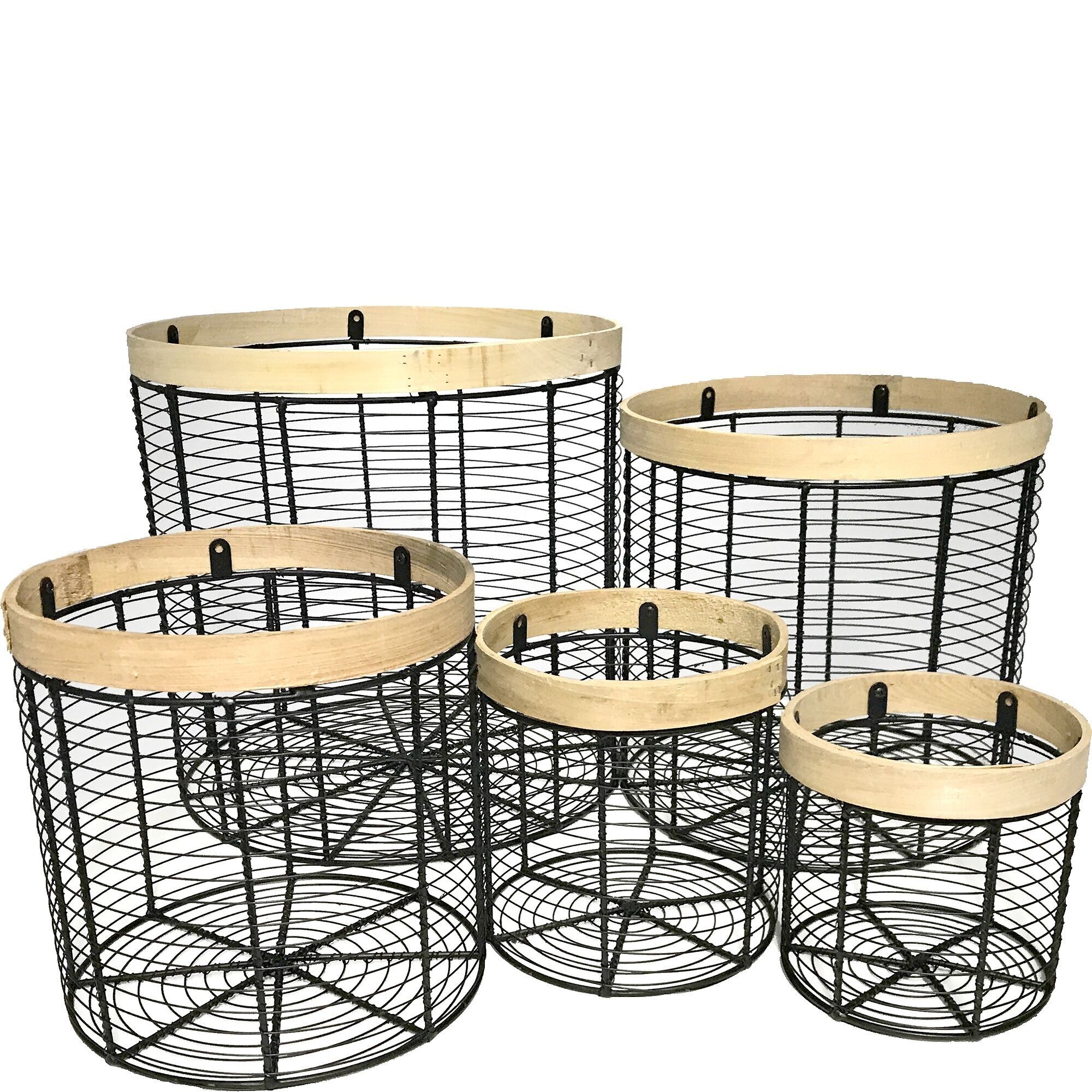 Metall Korb Lenny, 5er-Set, D33/28/23/18/15cm, schwarz