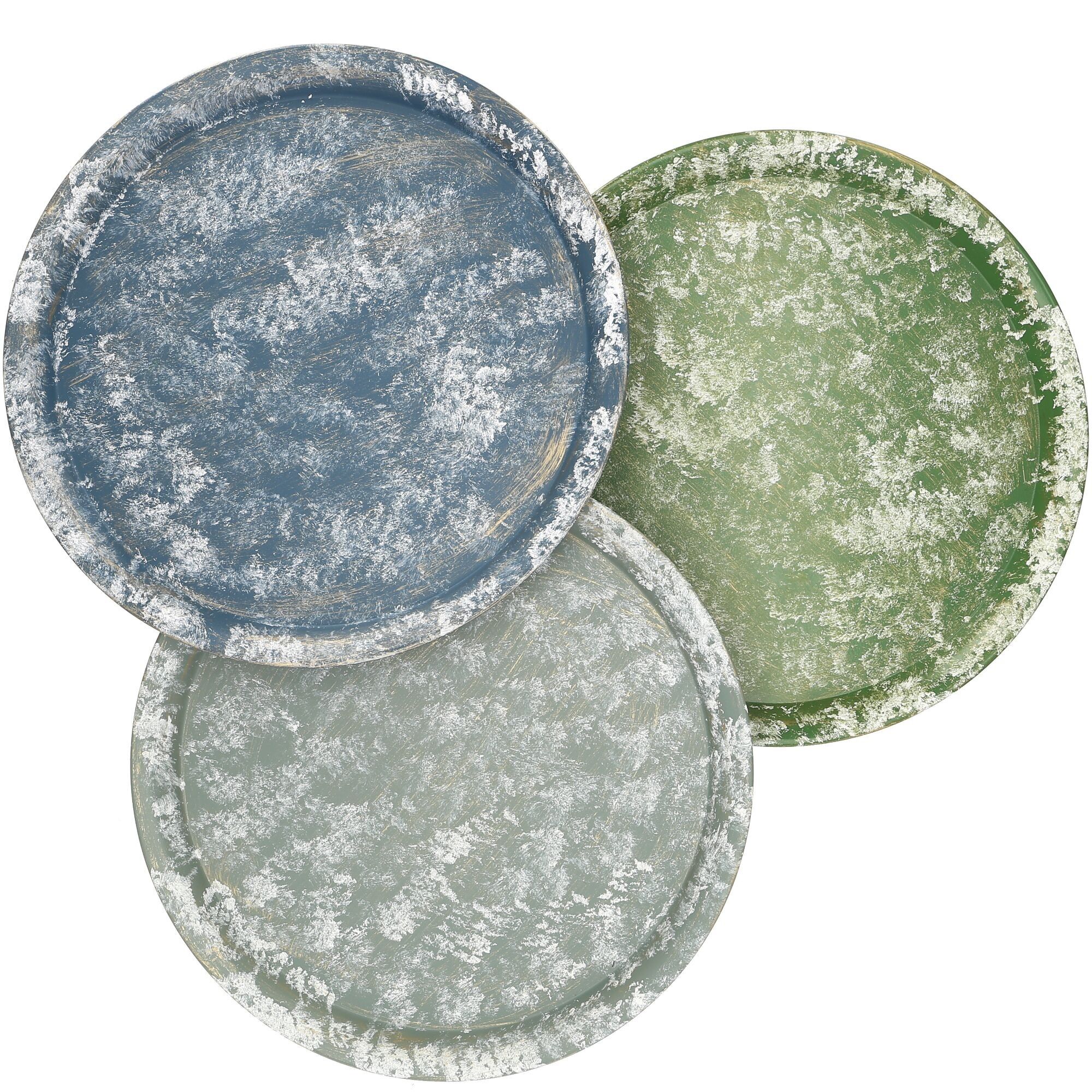 Plaque métal Cali, 3 coloris, D45cm, H2,5cm, euka/bleu/vert