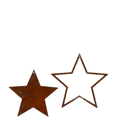 Étoile en métal Sirius, à suspendre, 2 motifs, D14/15cm, rouille