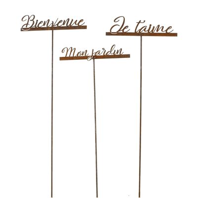 Metal lettering France, 3 motifs, for sticking, H60L20cm, rust