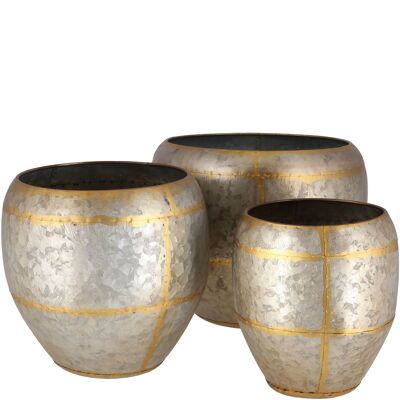 Cubo de metal Gino, juego de 3, D27/21/16cm, zinc-oro