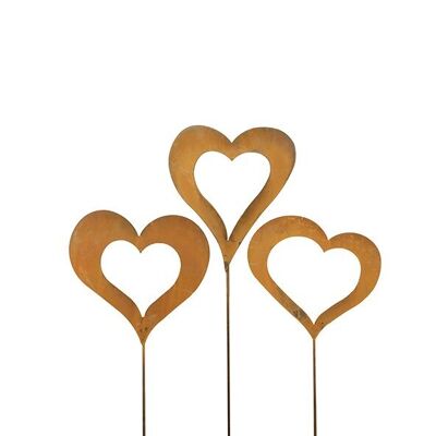 Tappo a forma di cuore in metallo Romeo, 3 motivi, H15-17cm, H60cm, ruggine