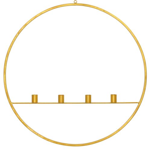 Metall Ring Pyro mit 4 Kerzentüllen, D60cm, H61,5cm, currygold