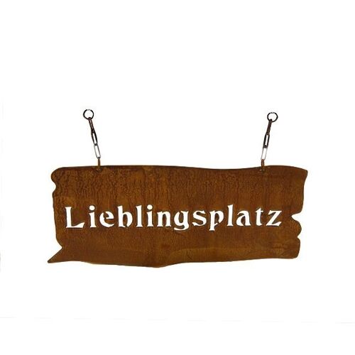 Metall Tafel Lieblingsplatz, L45cm, B23cm, rost