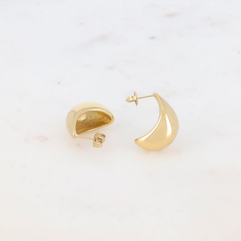 Halbe Creolen – gebogener und hohler Tropfenring 17x23mm