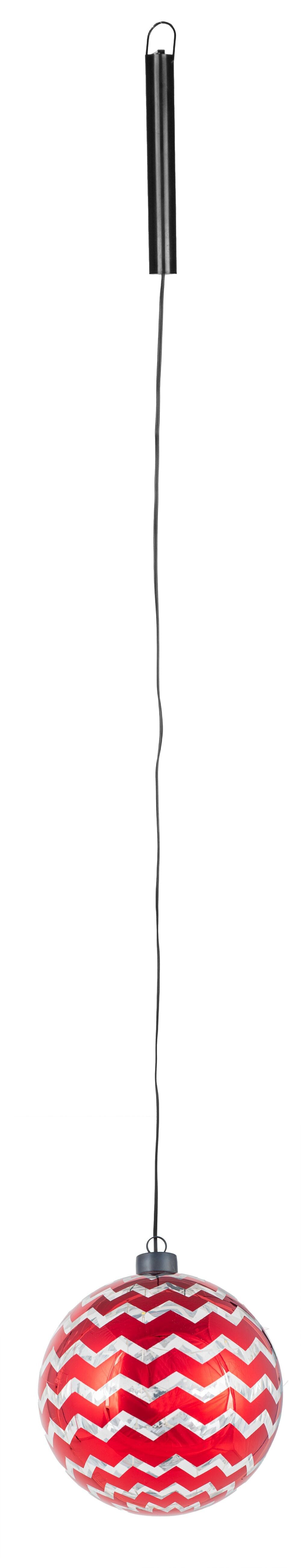 Ciondolo sfera di vetro rossa a zigzag ø15cm VE 6
