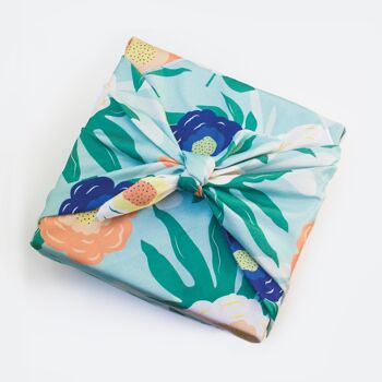 Furoshiki, emballage cadeau réutilisable en tissu motif Flower 100x100 cm 4