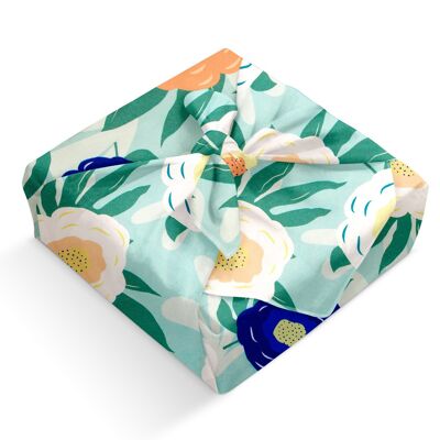 Furoshiki, confezione regalo riutilizzabile in tessuto fantasia fiori 100x100 cm