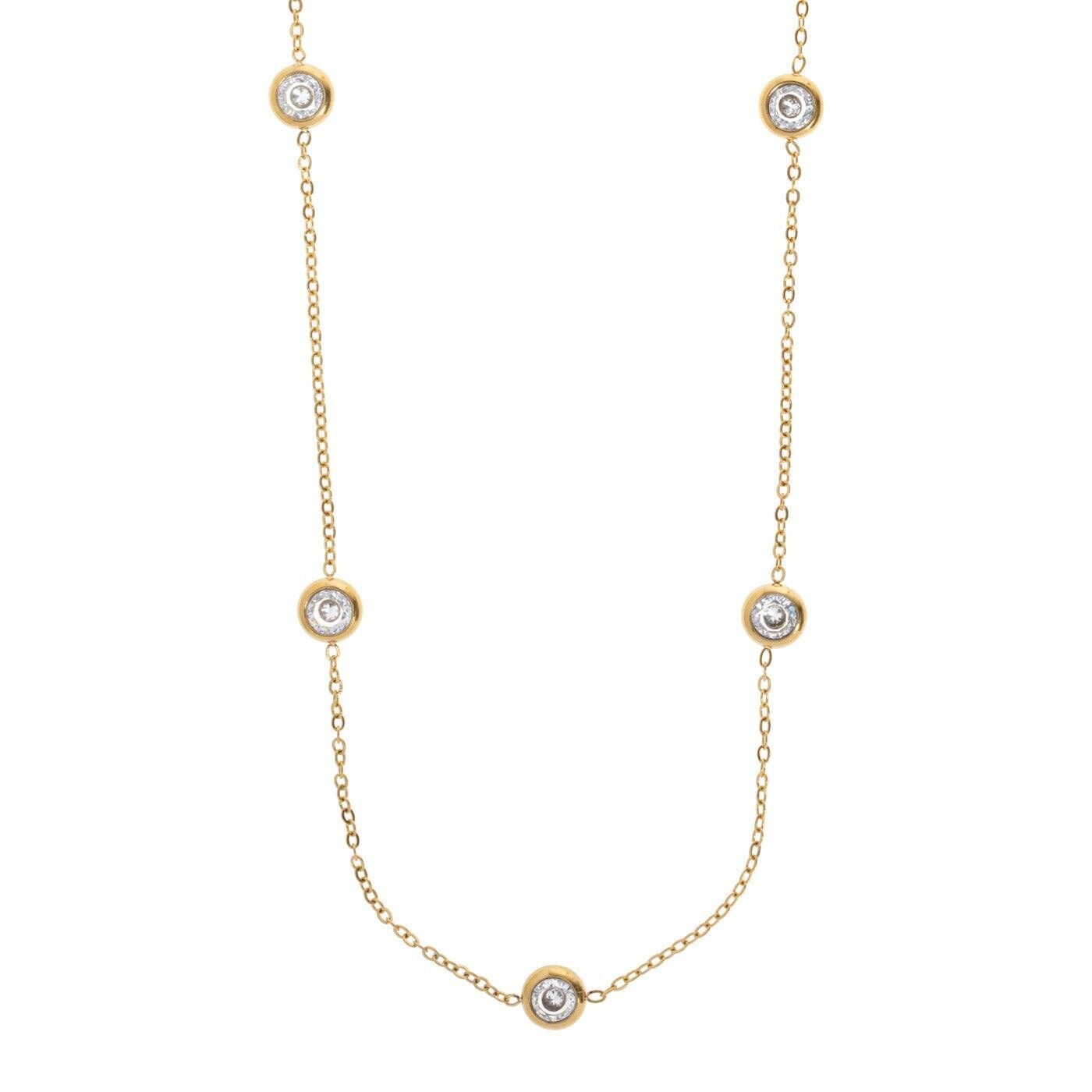 Michelle - Halskette mit vergoldeten Kristallen aus Edelstahl