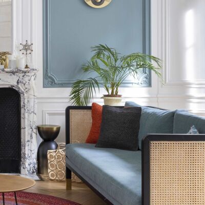 Grey raffia cushion cover