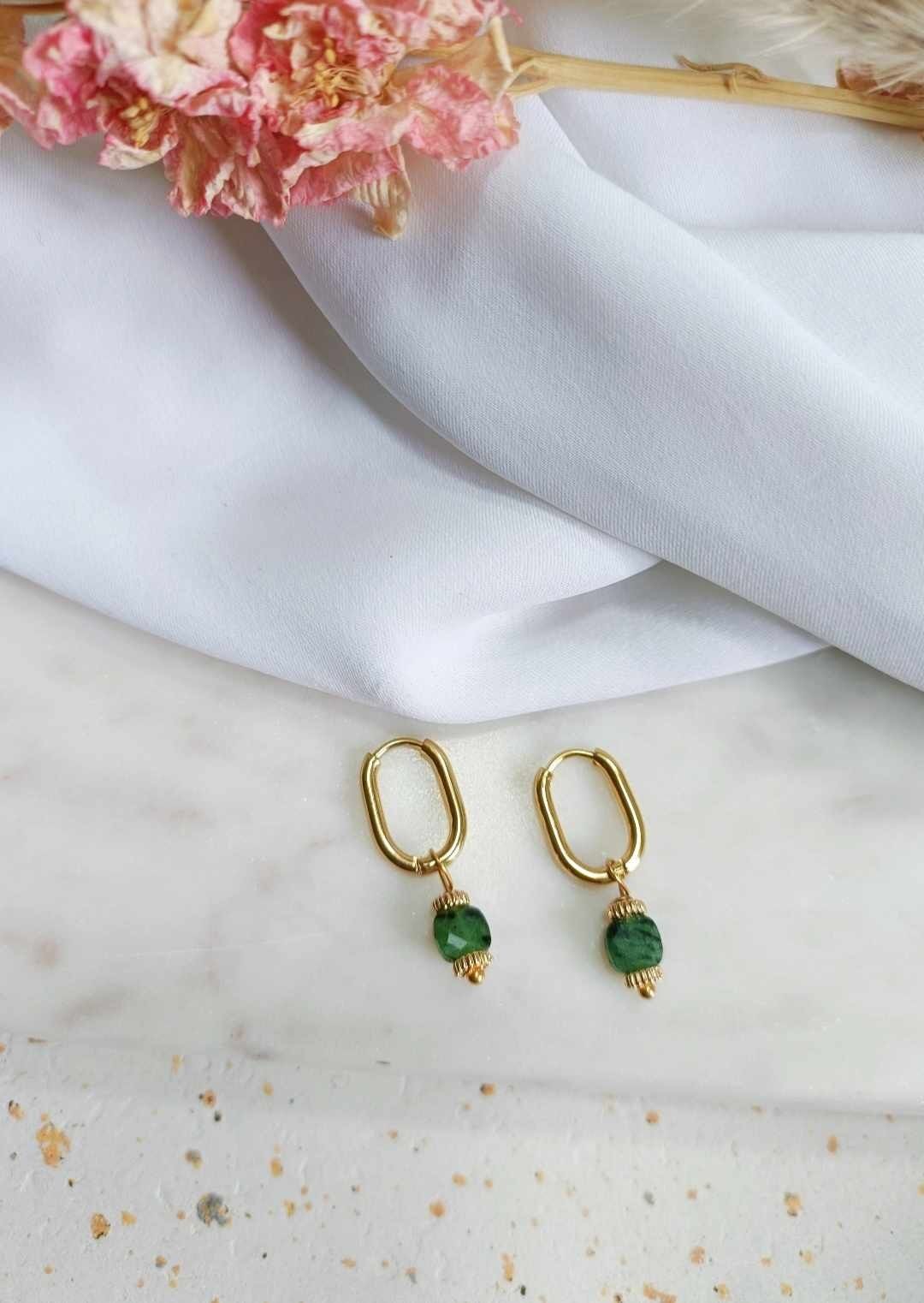 Boucles d'oreilles en acier inoxydable et rubis zoisiste - Bridget