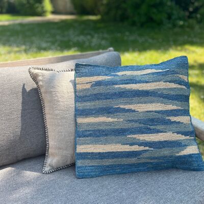 Sky blue pattern raffia cushion cover