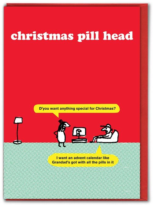 Funny Modern Toss - Pill Head Christmas Card