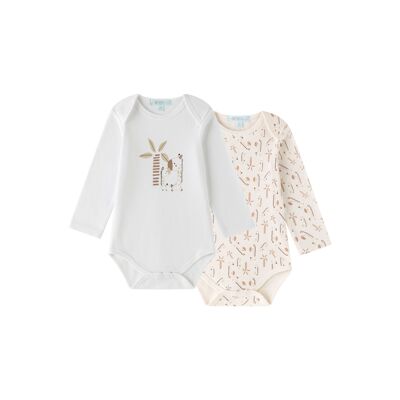 Body bebe manga larga cuello redondo algodón pack de 2
