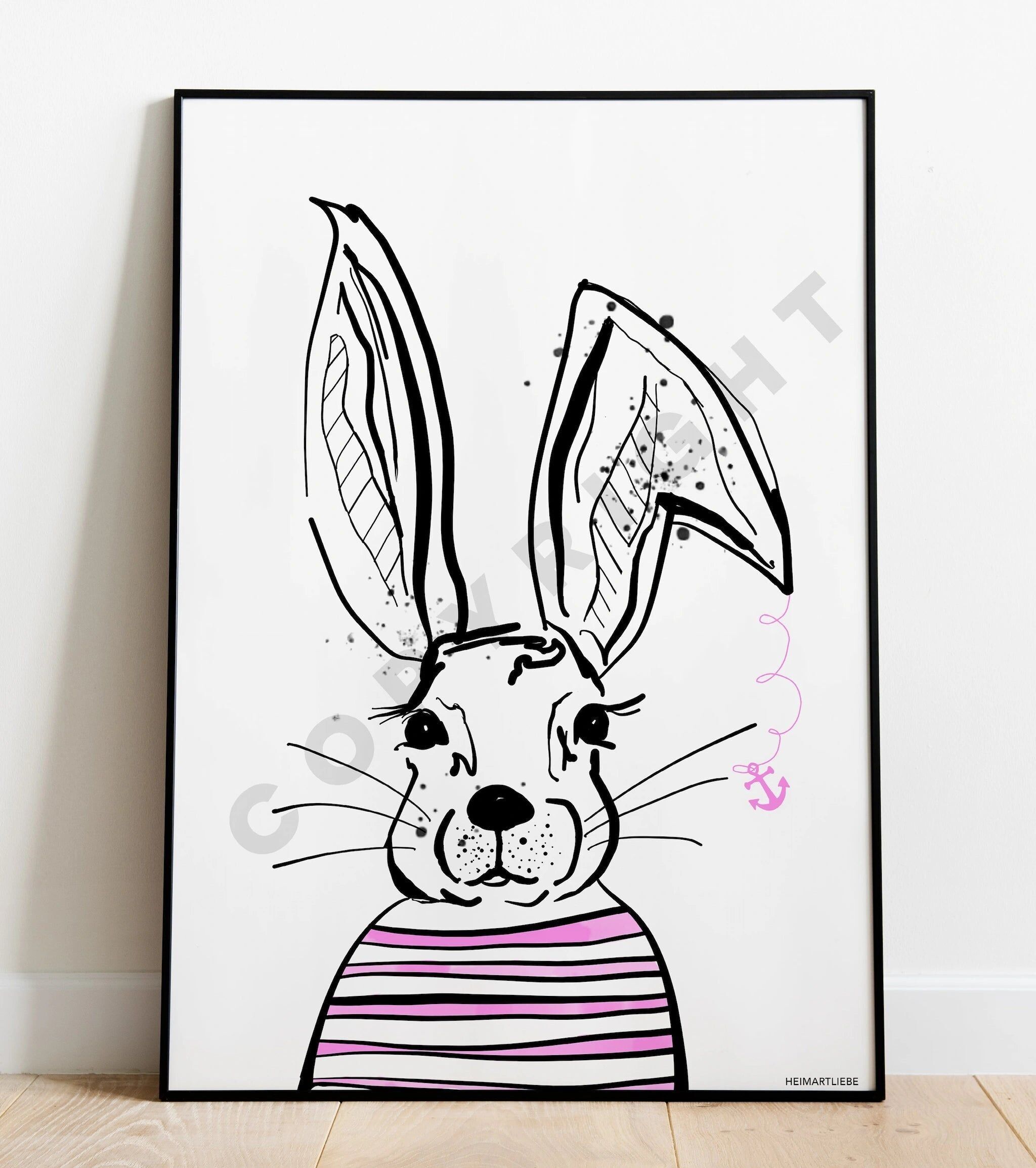 STAMPA - MURALE CONIGLIETTO ROSA