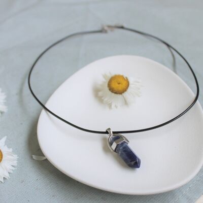 Collier Sodalite Pointe Cordon Noir