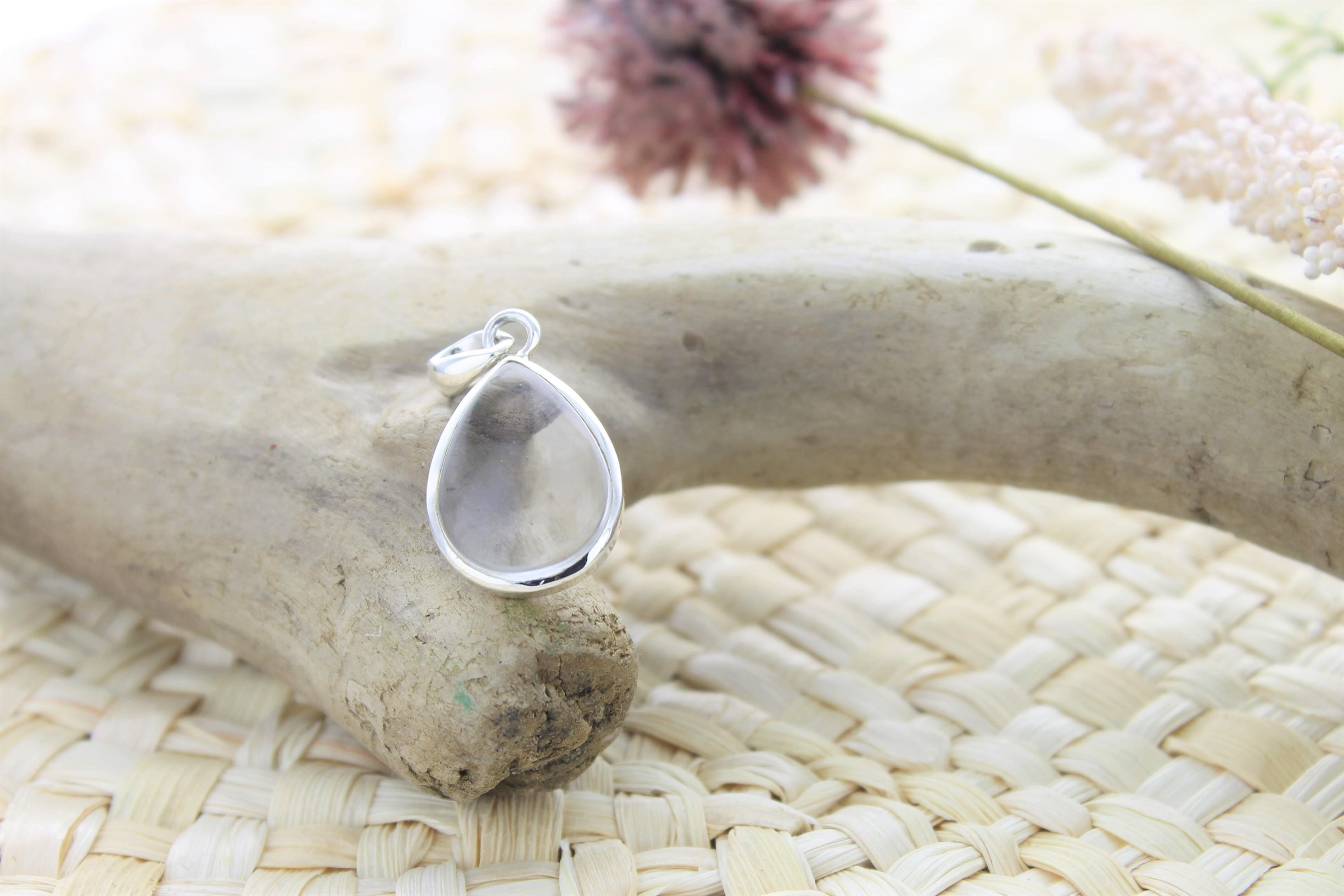 Bergkristall-Anhänger Silber 925 Tropfenform Kleines Modell