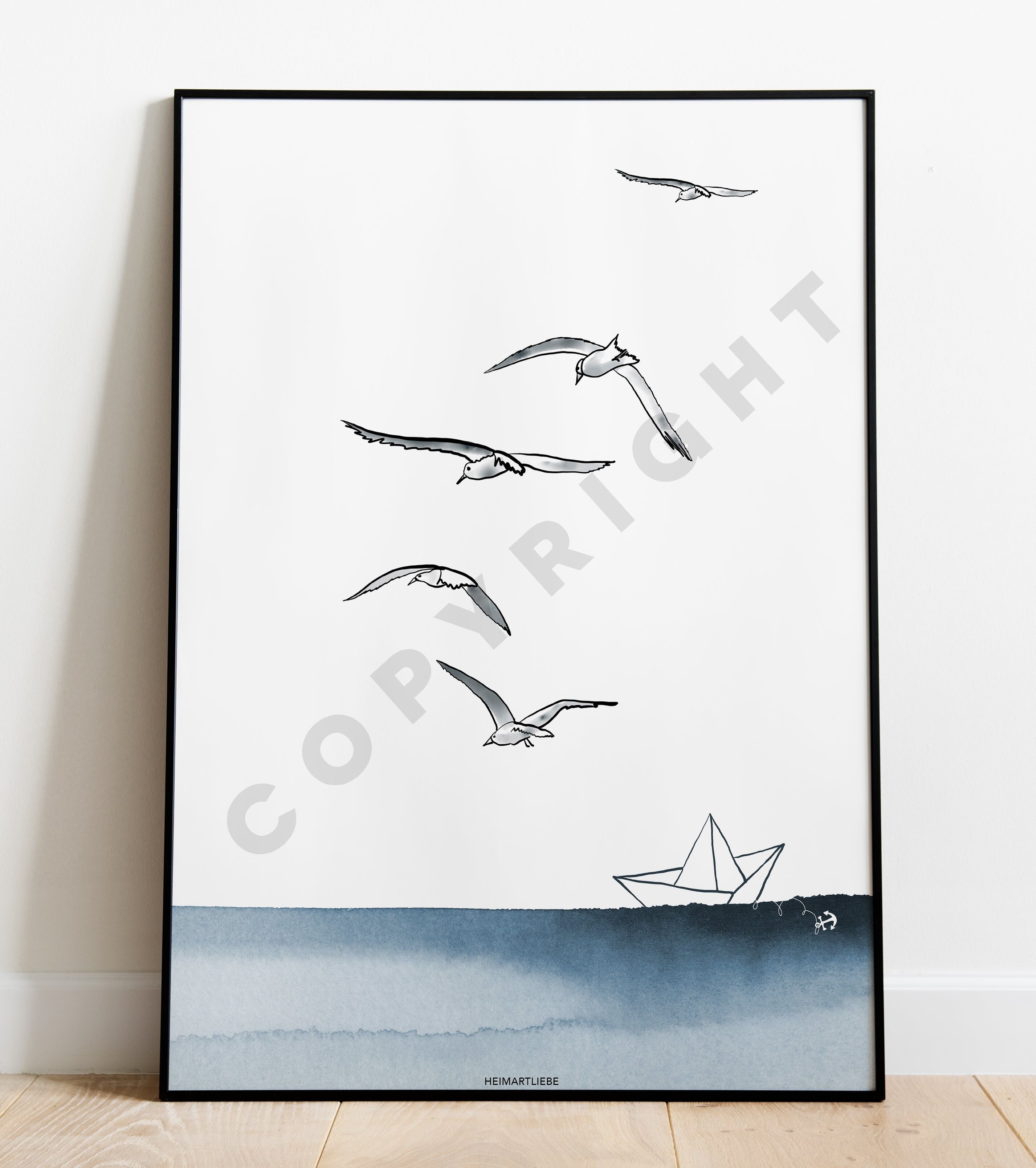 STAMPA - GABBIANI AMORE DEL MARE