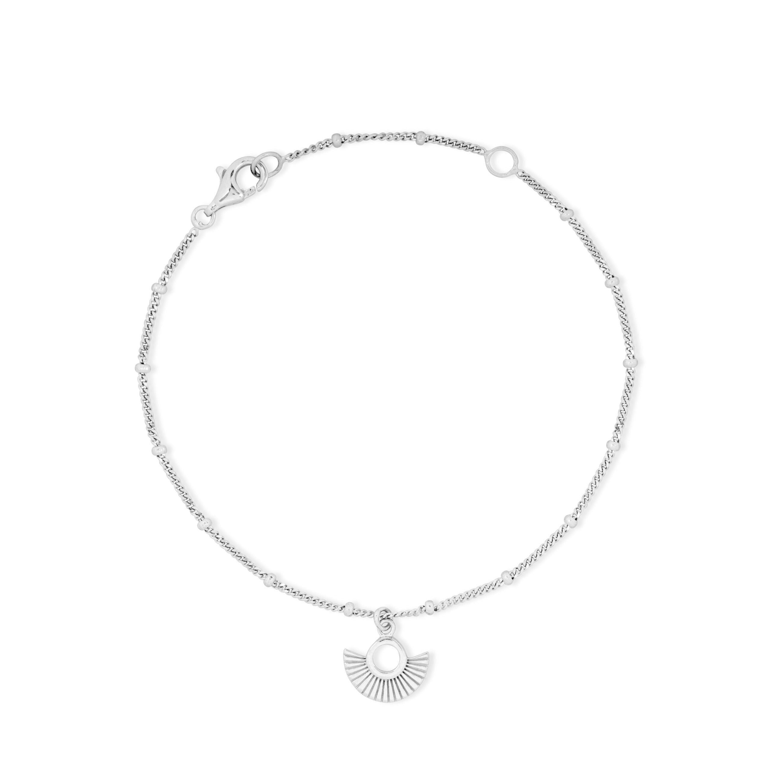 Bracciale a catena satellitare in argento con ventaglio Art Déco