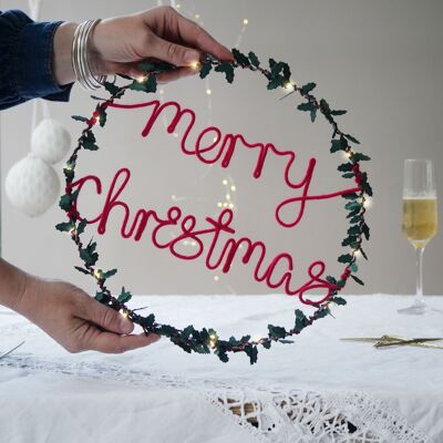 Ghirlanda luminosa "Buon Natale" - Decorazione natalizia (30 cm x 30 cm)