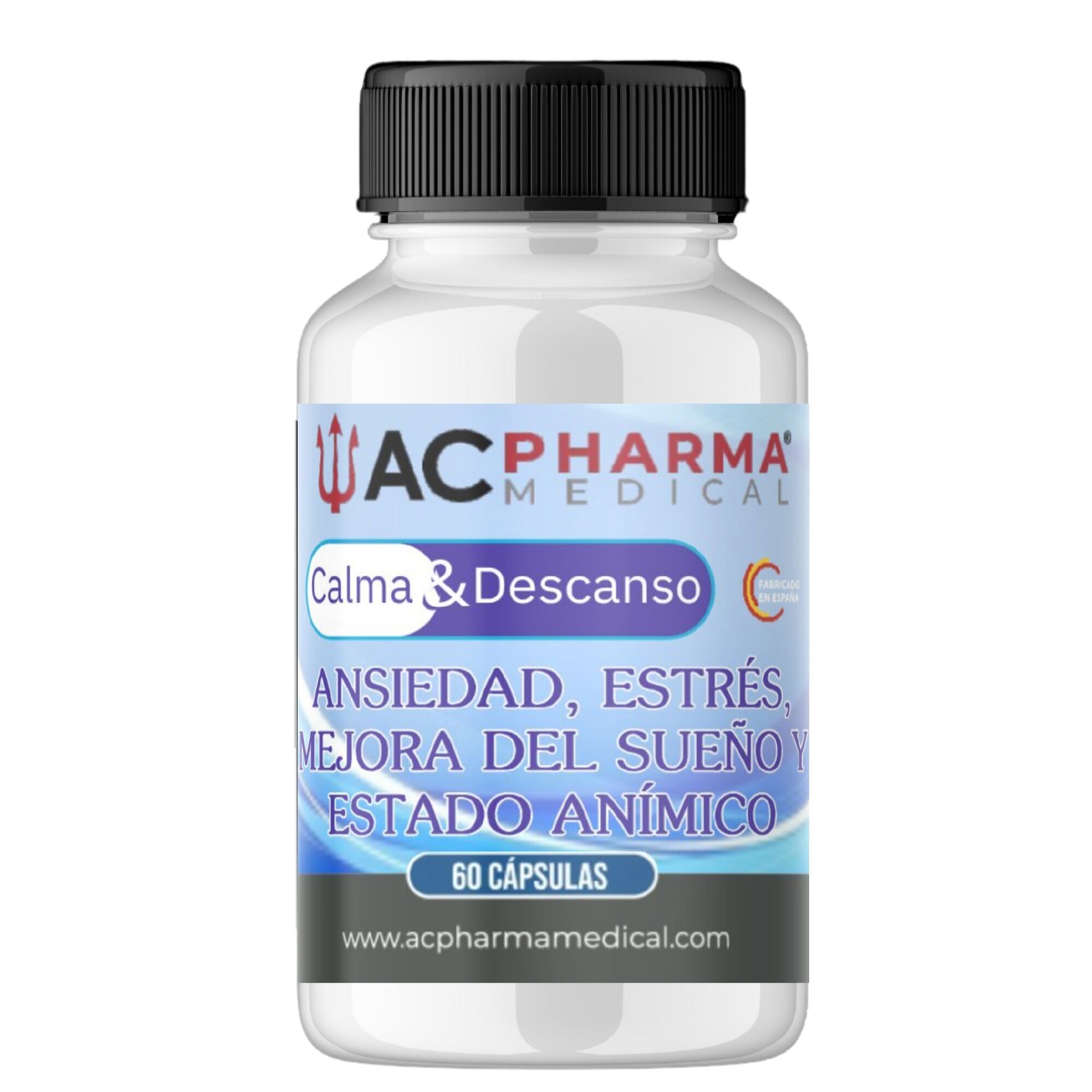 Nootrópico - Calma la ansiedad y ayuda a dormir bien adultos - Con Triptófano Espirulina y Ginkgo Biloba - 60 CAPS