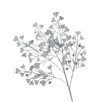 Decorative flower in the shape of a heart, silver, h90cm