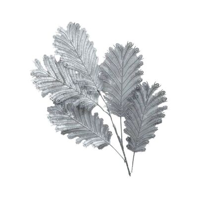 Fiore decorativo foglie argento h90cm
