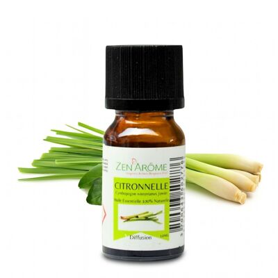 Citronella Essential Oil - 100% Natural - Use in Aromatherapy - 10ml Bottle Packaged in France
