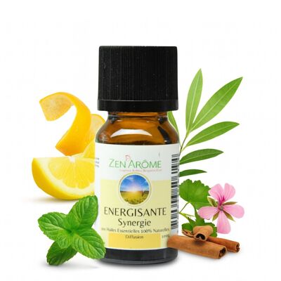 Olio Essenziale Sinergia Energizzante - Miscela di Oli Essenziali da Diffondere - Flacone da 10 ml Prodotto in Francia