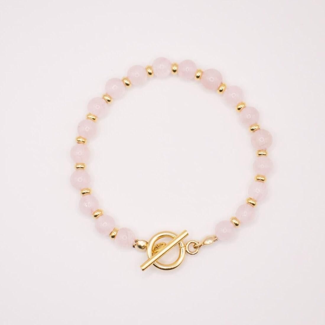 KREIS | Armband aus Rosenquarz und 18 Karat vergoldetem Edelstahl