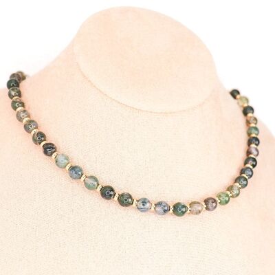 CIRCE | Collar en Ágata Musgosa y baño de Oro de 18 y 24 kilates