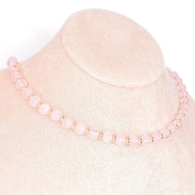 CIRCÉ | Collier en Quartz rose et plaqué Or 18 et 24 carats