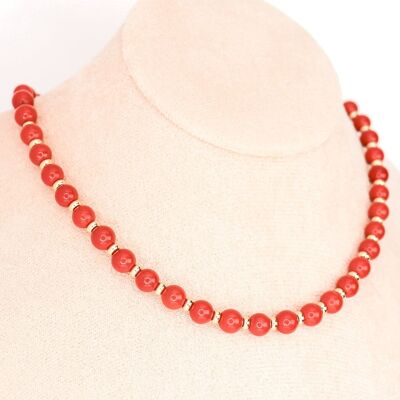 CIRCE | Collar en jaspe rojo y baño de oro de 18 y 24 kilates