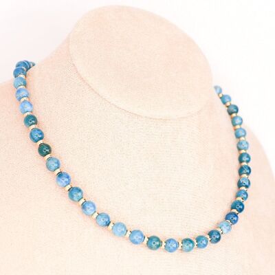 CIRCÉ | Collier en Apatite bleue et plaqué Or 18 et 24 carats