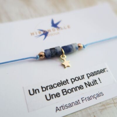Bracciale Good Night sodalite cordone messaggio portafortuna