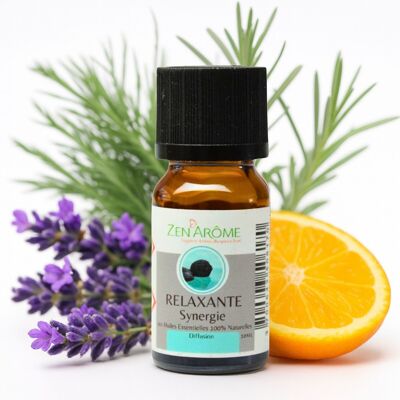 Aceite esencial Relaxing Synergy - Mezcla de aceites esenciales para difundir - Botella de 10 ml Hecho en Francia