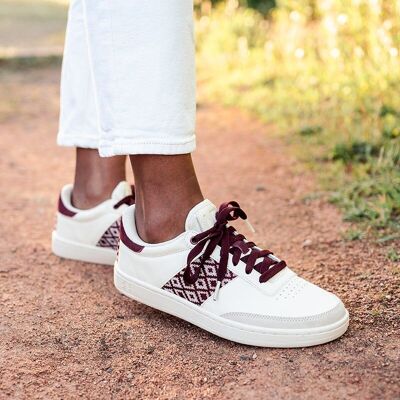 Sneakers basse Saigon Classique in pelle beige e bordeaux
