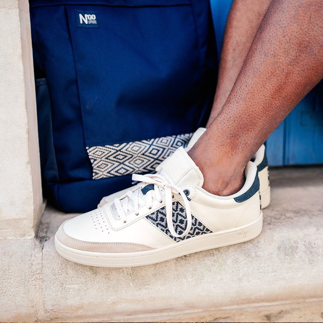 Sneakers basse Saigon Classique in pelle beige e grigio scuro