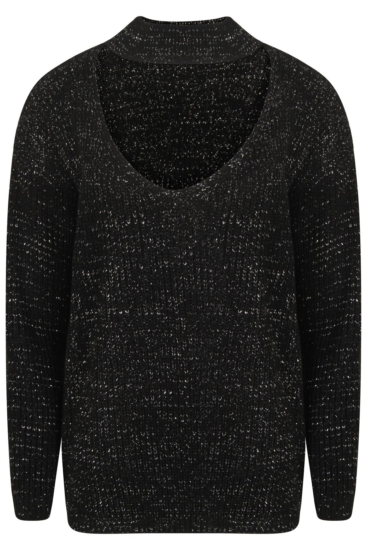 Maglione lavorato a maglia con collo a girocollo in lurex