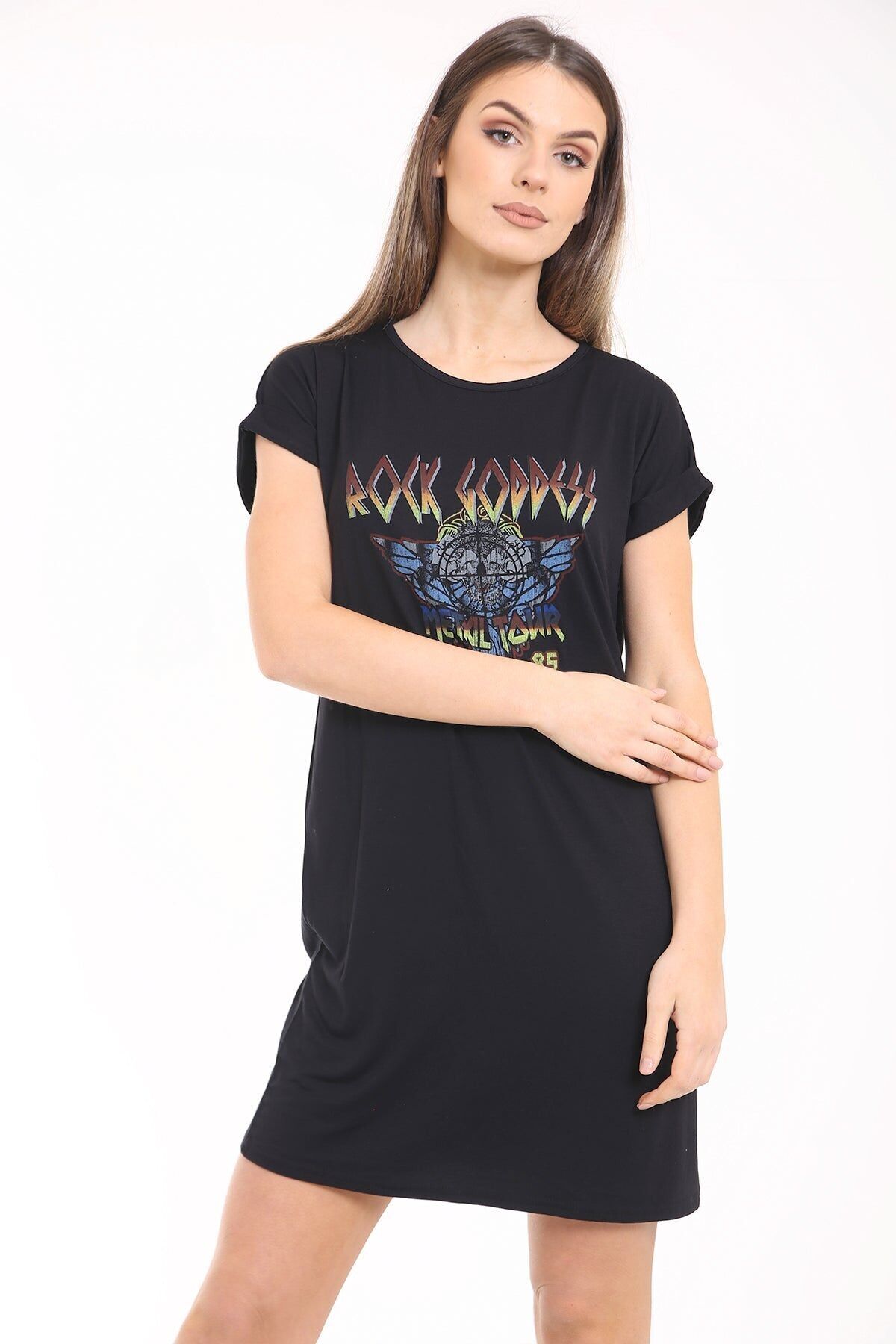 Abito lungo con stampa Rock Goddess