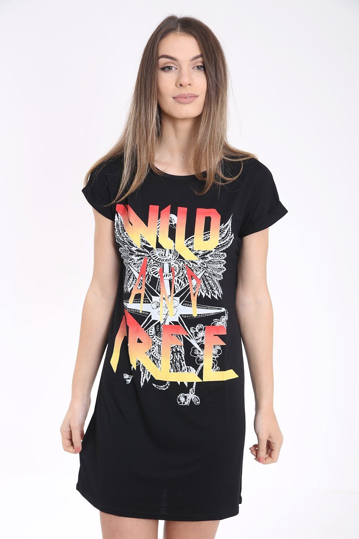 Abito T-shirt lungo con stampa Wild And Free