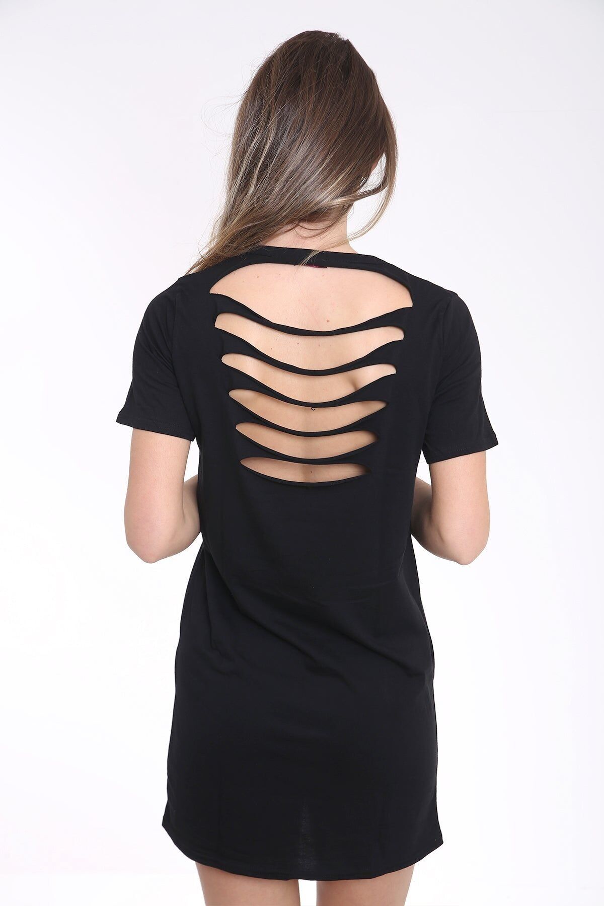 Abito lungo stampato con scollo a V e stampa Slash Back Gone Bad