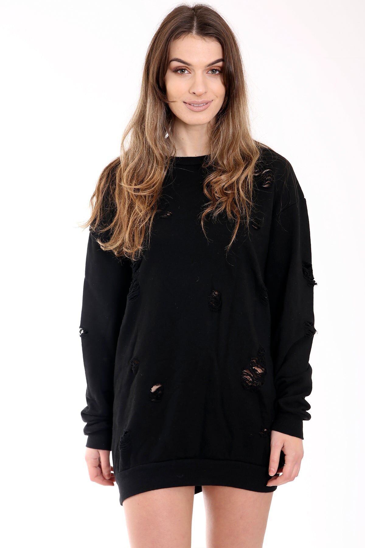 Abito oversize in maglia effetto used