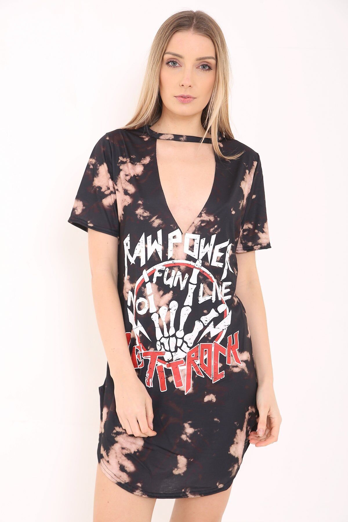 Abito lungo con stampa Tie Dye Let It Rock