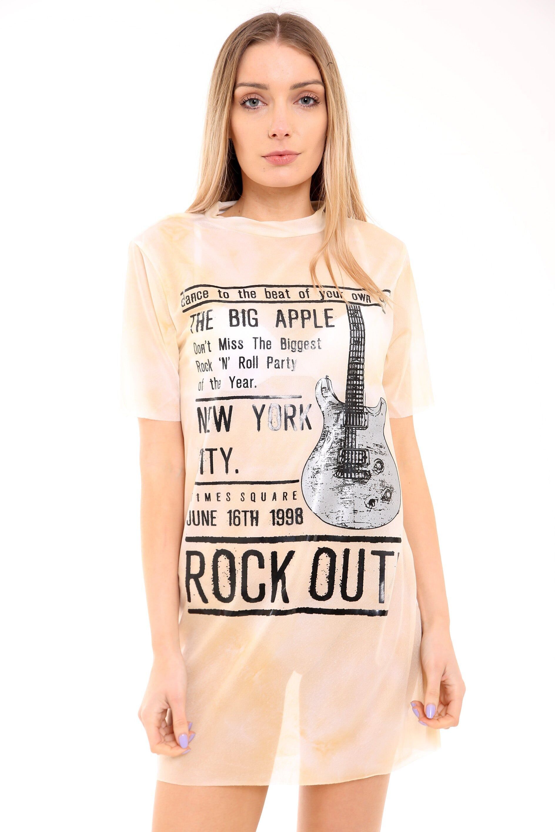 Abito T-shirt in rete tie-dye "The Big Apple"